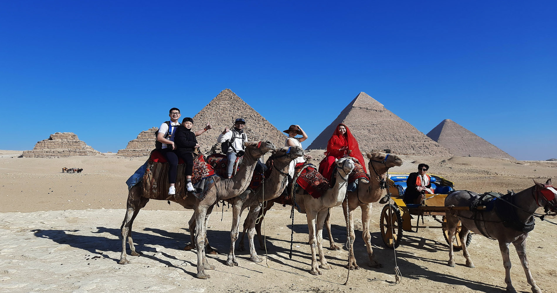 Giza plateau Pyramids By Camel or Horse Carriage including Egyptian Traditional Lunch 